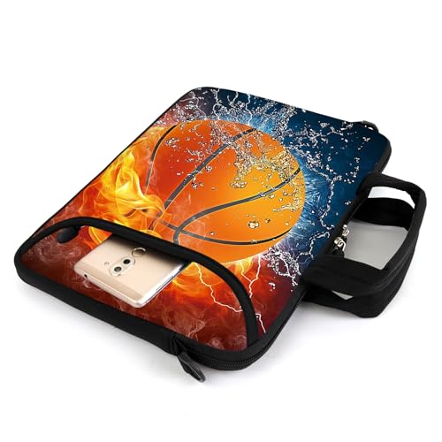 AMARY 15.4" 15.6" laptop sleeve adjustable shoulder strap with handle accessory pocket for men women (Hot basketball) - color: Hot Basketball