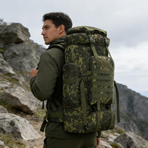 Hiking Backpack for Men 70L/100L Camping Backpack Military Rucksack Molle 3 Days Assault Pack for Climbing | Camping Backpack - color: 70l-greenmix