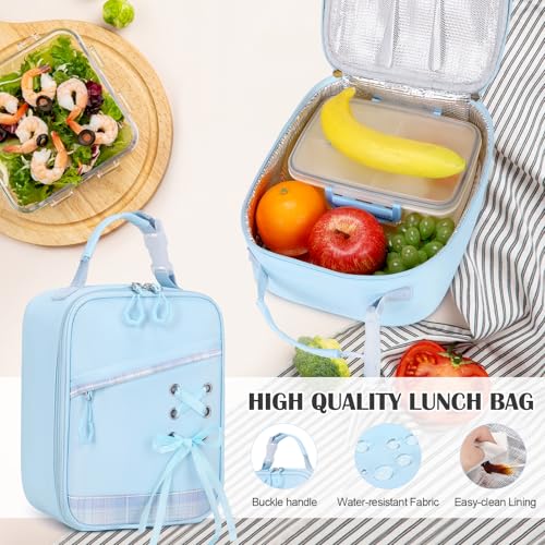 DIGOBAY Backpacks for Girls - 3PCS Girls Backpack with Lunch Box & Pencil Pouch Plaid School Backpacks for Elementary Middle High College School Bookbag for Teen Girl Kids Students Blue - color: Blueplaid