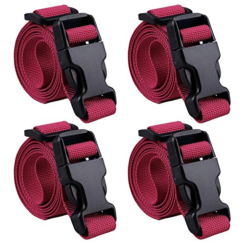 MAGARROW 24" 40" 60" 100" Strap Buckle Packing Straps Adjustable 1-Inch Belt - color: Red (4-Pack), size: 1" Wide - 40" Long