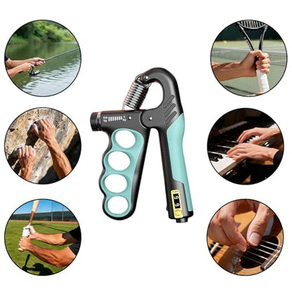 2PCS Adjustable Hand Grip Strengthener (11-220LB) - Automatic Counter Hand Wrist Forearm Exerciser, Grip Strength Trainer for Athletes, Musicians, Injury Recovery & Physical Therapy (Blue)