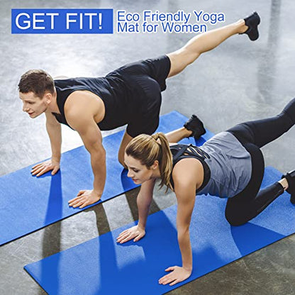 3 mm Thick Yoga Mat Bulk, Non Slip Exercise Workout Fitness Pad for Women Men, Gym Home Yoga Pilates, Easy to Clean, Sturdy PVC - color: Dark Blue