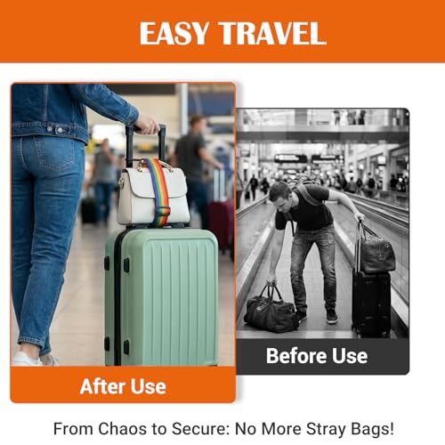 2PC Luggage Straps Bag Bungee, Multi Use Strong Adjustable Luggage Connector Straps Flexible Elastic Fastening Bag Strap Travel Accessories to Connect Two Suitcases