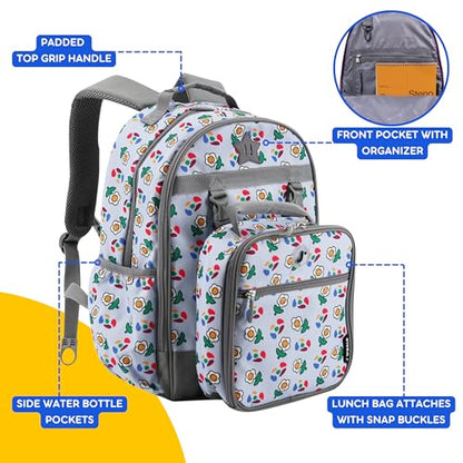 J World Duet Kids Backpack & Lunch Box Set For Girls & Boys Pre-K to Elementary School, Every Daisy - color: Every Daisy