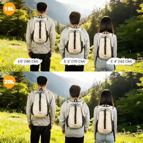 Seektop 15L Small Hiking Backpack for Women Men, Lightweight Hiking Daypack - color: Beige, size: 15L