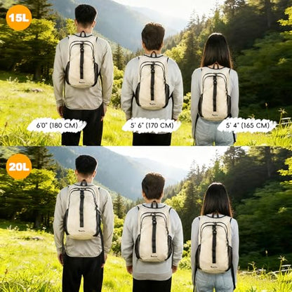 Seektop 15L Small Hiking Backpack for Women Men, Lightweight Hiking Daypack - color: Beige, size: 15L