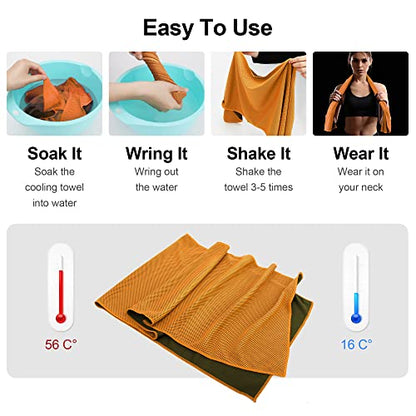 Cooling Towels 6Pack,Ice Towel for Neck and Face,Soft Breathable Chilly Microfiber Towel for Hot Weather,Camping,Workout,Sports,Yoga,Golf,Gym,Fitness