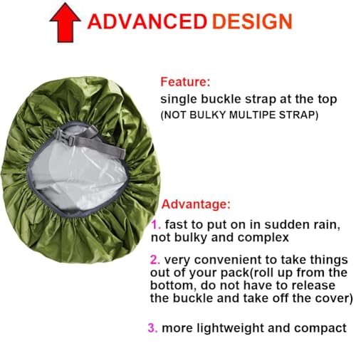 Waterproof Backpack Rain Cover with Anti Slip Buckle Strap for Camping, Hiking, Traveling, Hunting, Biking, 15-80L - color: Midnight Blue, size: 30L - 40L