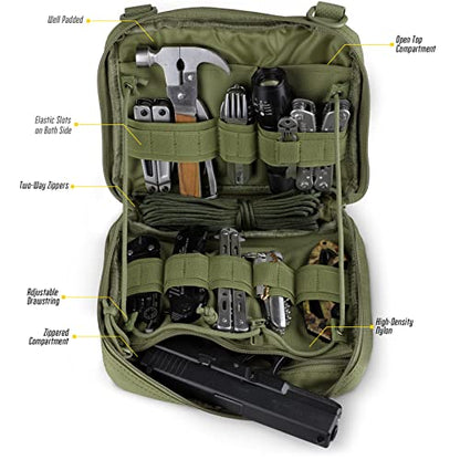 WYNEX Tactical Admin Molle Pouch, Medical EDC EMT Utility Bag Shell Design Attachment Pouches 1000D Nylon Hiking Belt Bags - color: Army Green