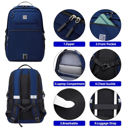Laptop Backpack, Lightweight Waterproof Material, Travel Sports Bag, Suitable for 16 inch Laptops (Blue) - color: Blue