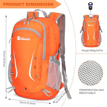 ZOMAKE Lightweight Packable Backpack 35L, Foldable Backpacks Water Resistant Collapsible Light Daypack for Hiking(Orange) - color: Orange B