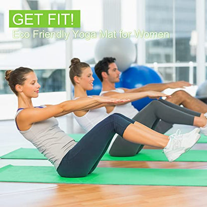3 mm Thick Yoga Mat Bulk, Non Slip Exercise Workout Fitness Pad for Women Men, Gym Home Yoga Pilates, Easy to Clean, Sturdy PVC - color: Green