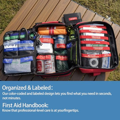 Comprehensive First Aid Kit for Home, Premium Emergency Trauma Kits with Shoulder Strap for Car Camping Gear, Waterproof Survival Kit, Home Essentials, Outdoor Emergency Medical Supplies -324 Piece - size: Max