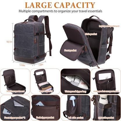 BOVIP Travel Backpack for Men Carry On Backpack Flight Approved Personal Item Backpack, 18.4 inch Laptop Backpack Casual Daypack Weekender Business Hiking Backpack, Black Gray - color: Black Gray, size: 18.4 inch