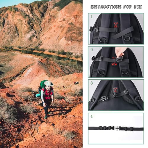 1 Pack Backpack Chest Straps,with 1 Quick Release Buckle,2 Slide Clips 5 Zipper pulls-Black US224