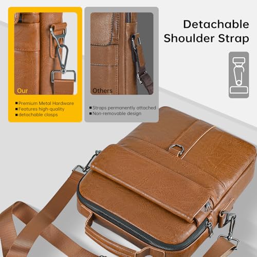12.9-13 Inch iPad Carrying Leather Bag for 2026 2025 13 inch iPad Air M4 M3 & iPad Pro M4 M5 with Magic Keyboard, iPad Pro 12.9, Travel Shoulder Sleeve Case, Brown - color: Brown, size: 13 Inch