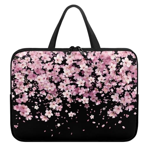 Mumeson Pink Cherry Blossom Laptop Bag 10-17Inch Laptop Sleeve Case for Most Laptops with Handle Briefcase Carrying Computer Bag with Large Capacity Pocket - color: Pink Cherry Blossom, size: 17 Inch