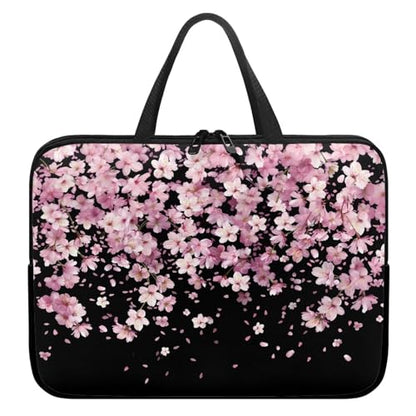 Mumeson Pink Cherry Blossom Laptop Bag 10-17Inch Laptop Sleeve Case for Most Laptops with Handle Briefcase Carrying Computer Bag with Large Capacity Pocket - color: Pink Cherry Blossom, size: 15 Inch