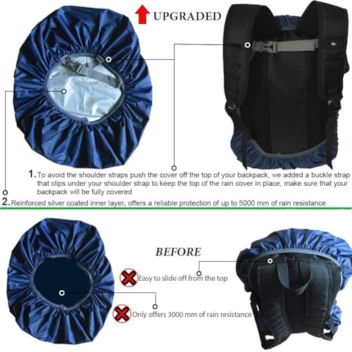 Waterproof Backpack Rain Cover with Anti Slip Buckle Strap for Camping, Hiking, Traveling, Hunting, Biking, 15-80L - color: Midnight Blue, size: 15 - 25L