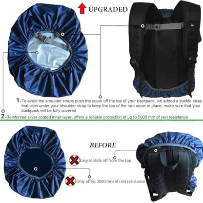 Waterproof Backpack Rain Cover with Anti Slip Buckle Strap for Camping, Hiking, Traveling, Hunting, Biking, 15-80L - color: Midnight Blue, size: 15 - 25L