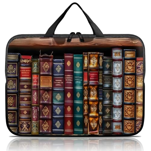 14 15 15.4 15.6 inch Laptop Handle Bag Computer Bag, Pouch Holder Notebook Sleeve Cover Soft Case Compatible for Dell,Lenovo,Toshiba HP, Asus Notebook-Vintage Bookshelf - color: Vintage Bookshelf