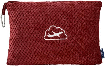 BEDELITE Travel Blanket with Bag, Ultra-Soft Jacquard Fleece Blanket with Luggage Sleeve & Backpack Clip, Airplane Blanket Travel Essentials, Burgundy - color: Burgundy