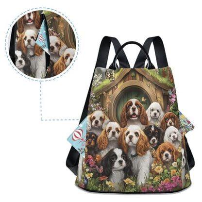 ALAZA Many Flower Butterfly Charles Cavalier Dog Trips Hiking Camping Rucksack Pack for Women - color: multicolor 19