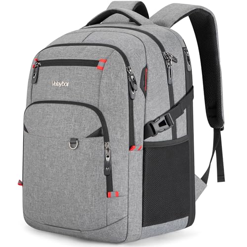 40L Expandable Laptop Backpack, Anti-thief Travel Backpack with USB Charging Port, Airline Approved Business Waterproof Carry on Luggage, Fits 15.6" Laptop for Men Women - color: Grey, size: 15.6 inches