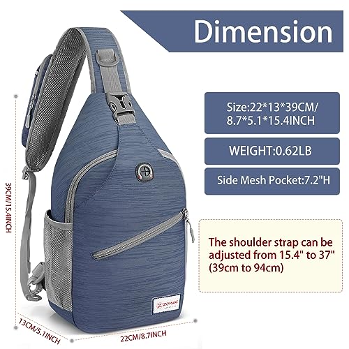 ZOMAKE Sling Bag,Small Crossbody Sling Backpack,Water Resistant Shoulder Daypack for Travel,Anti Thief Chest Bag for Hiking(Navy Blue(Stripe)) - color: Navy Blue(stripe)
