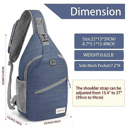 ZOMAKE Sling Bag,Small Crossbody Sling Backpack,Water Resistant Shoulder Daypack for Travel,Anti Thief Chest Bag for Hiking(Navy Blue(Stripe)) - color: Navy Blue(stripe)