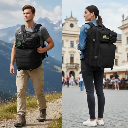 45L Military Tactical Backpack for Men & Women Bug Out Bag Assault pack Molle Daypack Hiking Trekking Rucksack(45L black) - color: 45l Black