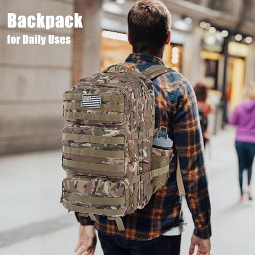 Military Tactical Backpack 25L Day Backpack for Men Molle Army 3 Days Assault Pack Bug Out Bag Water Resistant and Heavy Duty Hiking Treeking Rucksack - Camouflage - color: Camouflage, size: 25L