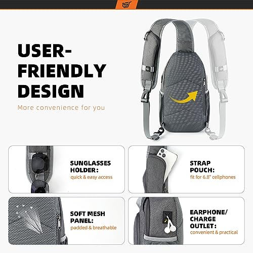 SKYSPER Sling Bag RFID Crossbody Sling Backpack Cross Body Shoulder Bag Travel Hiking Daypack for Women Men(Darkgrey) - color: Darkgrey
