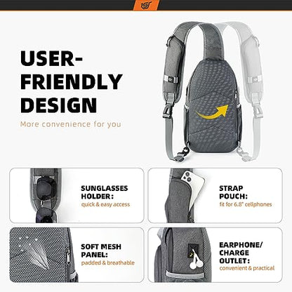 SKYSPER Sling Bag RFID Crossbody Sling Backpack Cross Body Shoulder Bag Travel Hiking Daypack for Women Men(Darkgrey) - color: Darkgrey