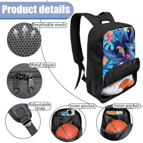 Basketball Backpack With Separate Ball Compartment And Shoes Fit Basketball Volleyball Football - color: Toucan