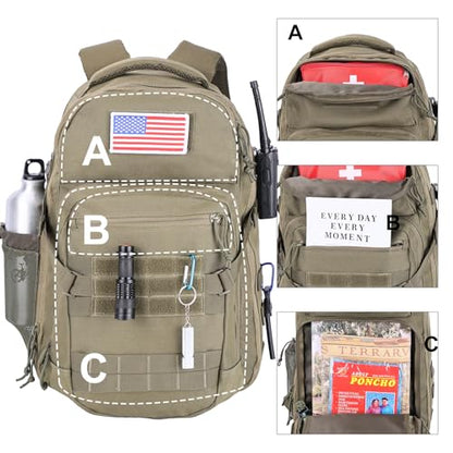 Tactical Hiking Backpack with 180° Open Design, Molle Webbing, Padded Laptop Compartment, Lightweight for Outdoor Adventures (green) - color: Green