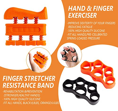 Hand Grip Strengthener Workout Kit (10Pcs) Hands Grip Strength Trainer, Forearm Gripper, Finger Exerciser Stretcher Wrist Ball, Stress Relief Ball for Men and Women, Injury Recovery - color: HSK02