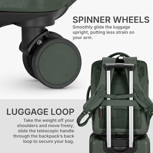 U.S. Traveler Vista Way 3-Piece Travel Set, 21-Inch Carry-on Hardside with TSA Lock, 18-Inch Travel Backpack with Laptop Sleeve, Toiletry Bag, Green - color: Green