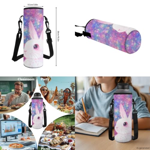 ZDCUSTOM Kids School Backpack Set 5 Pieces, Bunny Bookbag for Boys Schoolbags with Lunch Box, Pencil Bag, Cup Sleeve, Keychain, Schoolbags with Side Pockets, Back to School Supplies for Girls - color: Bunny