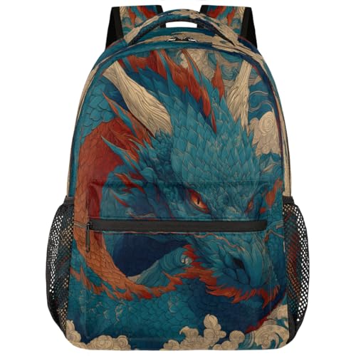 Kids Backpack for Girl Boy Travel Kids Back Pack fit Women Men Animal Dragon Art Lightweight Rucksack Waterproof Casual Daypack School Bookbag Carry On Bag for Work Hiking Camping Gym Travel - color: Animal Dragon Art