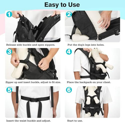 Pawaboo Pet Dog Front Carrier Backpacks, Legs Out Pet Carrier Backpack for Dogs, Adjustable Dog Chest Carriers Purse for Small Medium Dogs Hands Free for Travel Hiking Cycling Camping, L, Black - color: AA-Black, style: Large (Pack of 1)