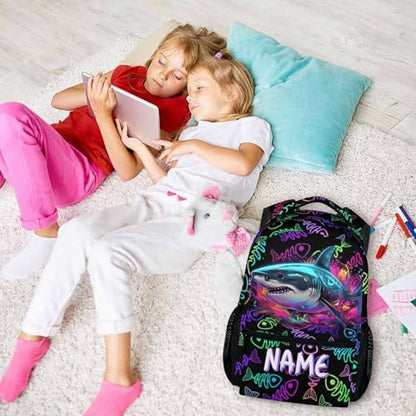 Kids School Backpack, Custom Shark Backpacks, Boys Gift, 17 Inch Personalized Colorful Boys Bookbags for Elementary Kindergarten School Travel Picnic - color: Color-4