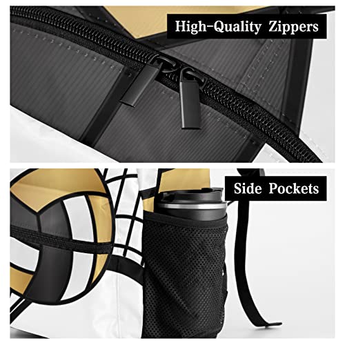 Personalized Volleyball Black Gold Custom Backpack Waterproof Multifunctional Daypack with Name Gift - color: Design 1
