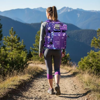 45L Military Tactical Backpack for Men & Women Bug Out Bag Assault pack Molle Daypack Hiking Trekking Rucksack (2.0 side pockets (purple tie-dye) - color: 2.0 Side Pockets (Purple Tie-dye）