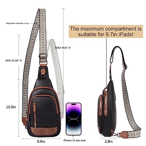 CLUCI Crossbody Bags for Women Men,Leather Sling Bag Cross Body Backpack for Woman Gifts for Women Birthday Unique - color: 0-0 Black With Brown