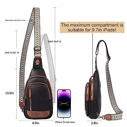 CLUCI Crossbody Bags for Women Men,Leather Sling Bag Cross Body Backpack for Woman Gifts for Women Birthday Unique - color: 0-0 Black With Brown