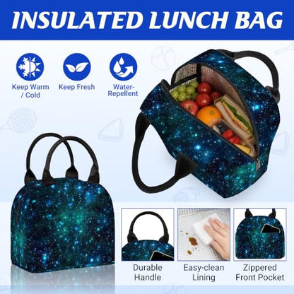 3PCS Boys Galaxy Backpack, Bookbag for Kids Boys with Lunch Box, 17 Inch Galaxy Teens Back to School Bag Set, Laptop Backpack for Mens School/Daypack - color: Galaxy
