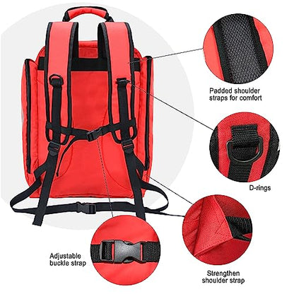First Aid Backpack Empty,First Aid Medical Backpack,EMS EMT First Aid Bag Empty,Emergency Bag,Trauma Bag for Camping,Hiking,Outdoor Travel - color: Red