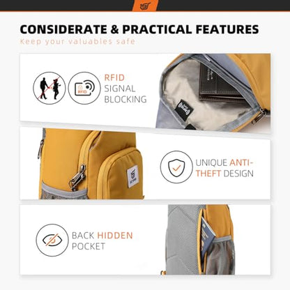 SKYSPER Sling Bag RFID Crossbody Sling Backpack Cross Body Shoulder Bag Travel Hiking Daypack for Women Men(Apricot) - color: Apricot