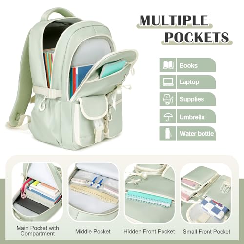 DIGOBAY Backpacks for Girls - 3PCS Girls Backpack with Lunch Box & Pencil Pouch School Backpacks for Elementary Middle High College School Bookbag for Teen Girl Kids Students Green - color: Green